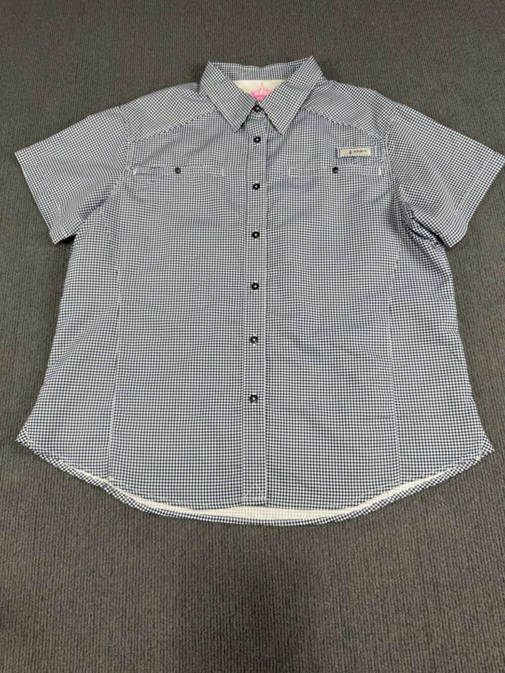 Habit Womens Blue & White Gingham Short-Sleeve Button-Up Shirt 2XL